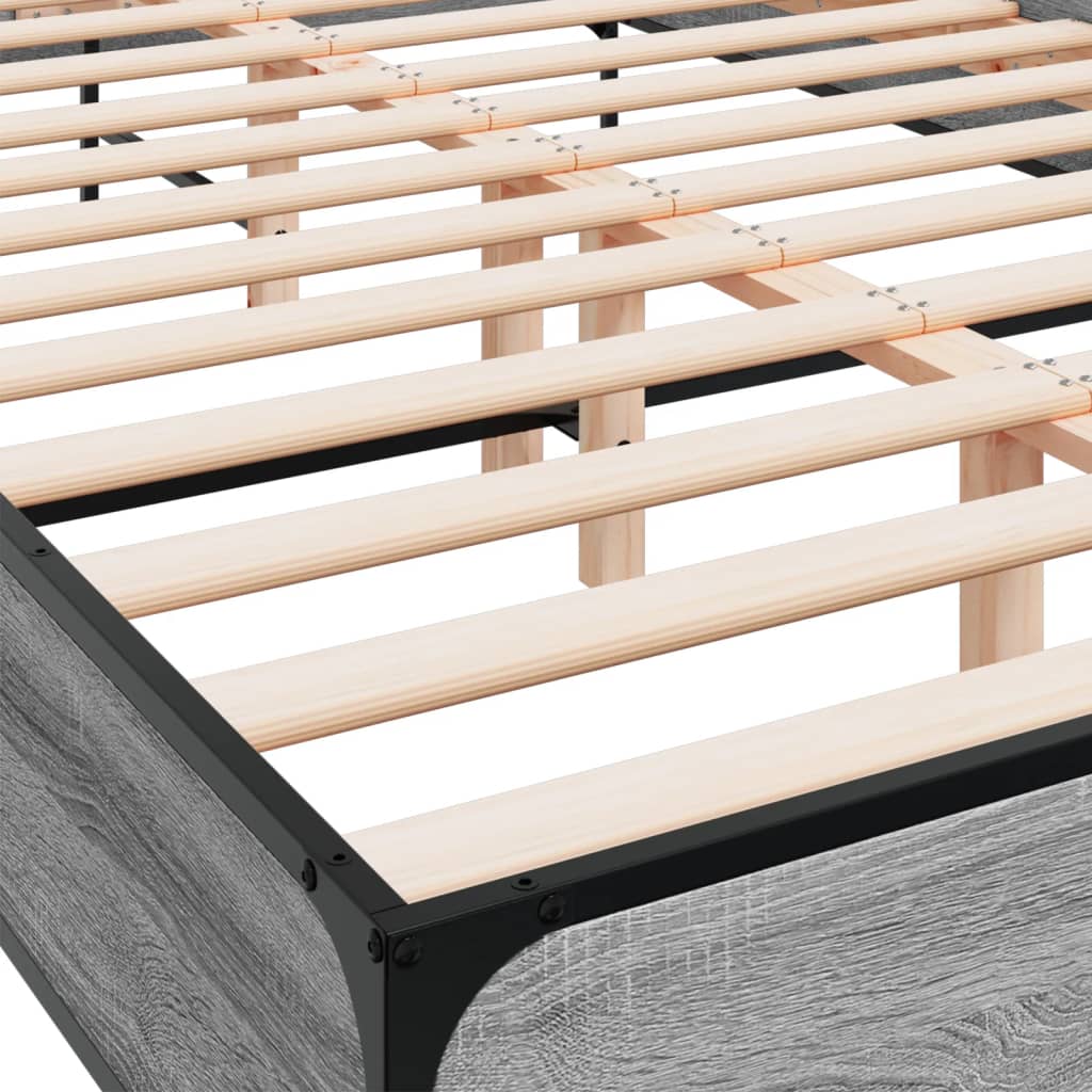 vidaXL Πλαίσιο Κρεβατιού Γκρι Sonoma 160x200 εκ. Επεξ. Ξύλο & Μέταλλο
