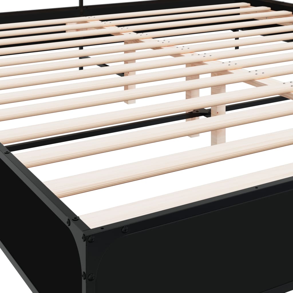 vidaXL Πλαίσιο Κρεβατιού Μαύρο 180 x 200 εκ. Επεξ. Ξύλο & Μέταλλο