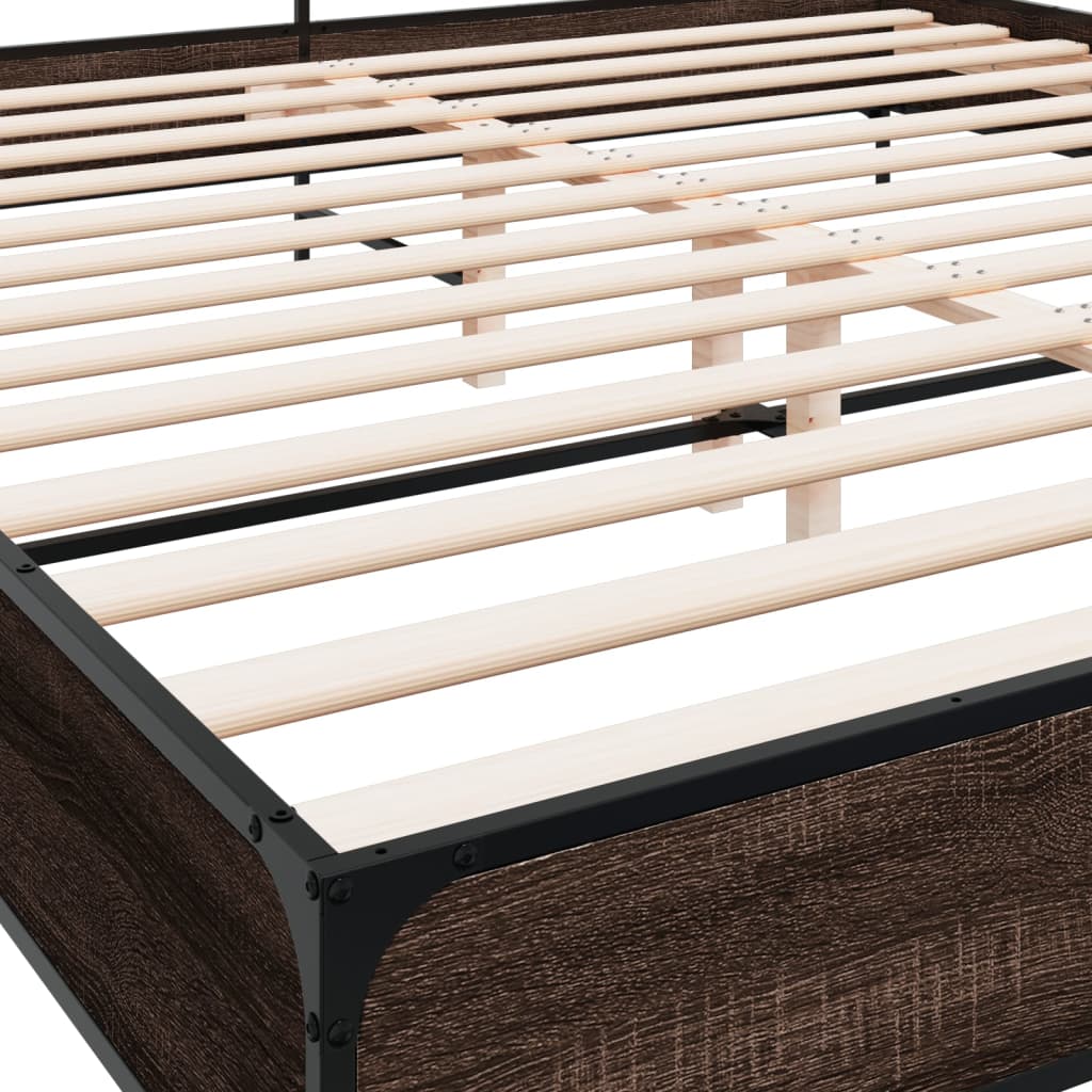 vidaXL Πλαίσιο Κρεβατιού Καφέ Δρυς 180x200 εκ. Επεξ. Ξύλο & Μέταλλο