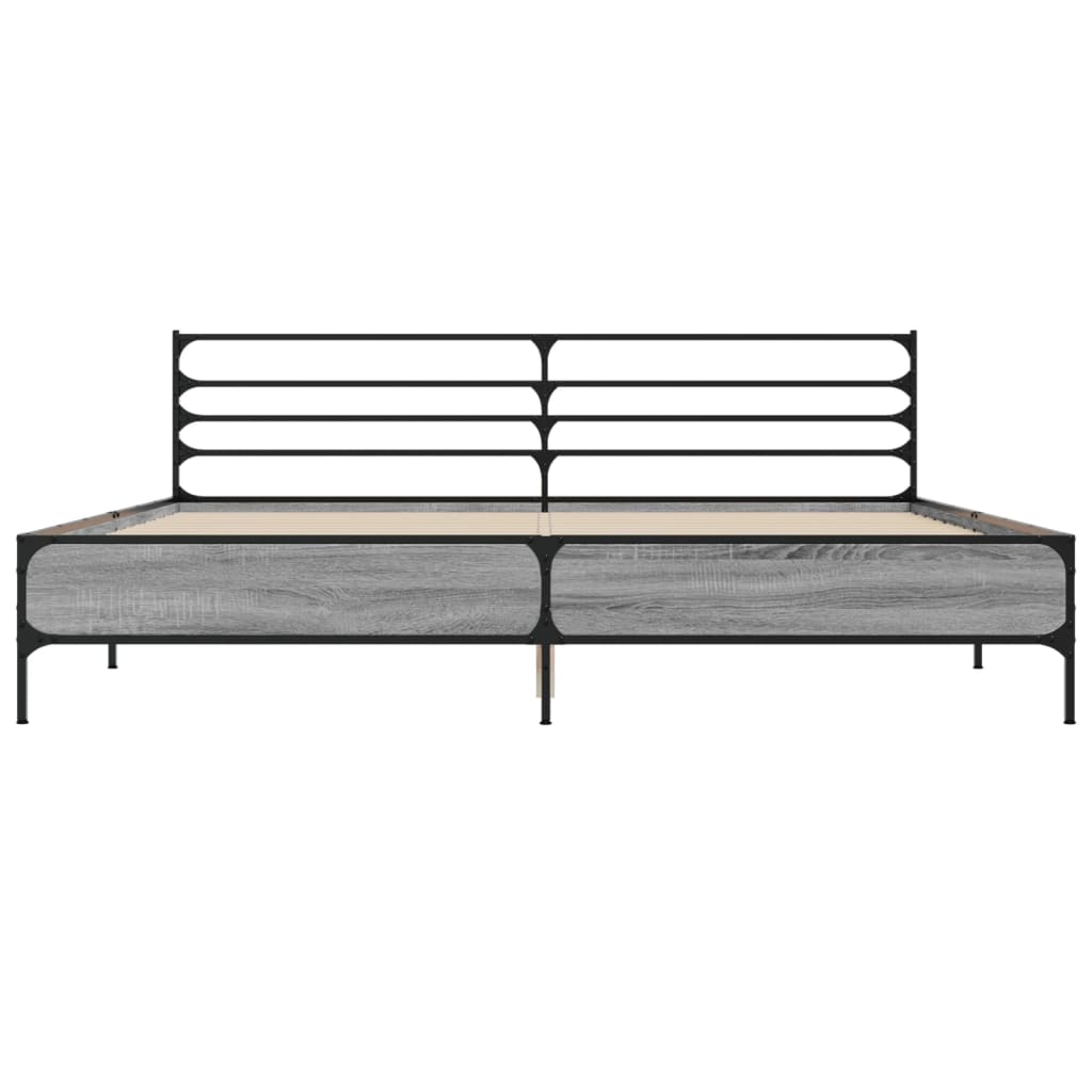 vidaXL Πλαίσιο Κρεβατιού Γκρι Sonoma 200x200 εκ. Επεξ. Ξύλο & Μέταλλο