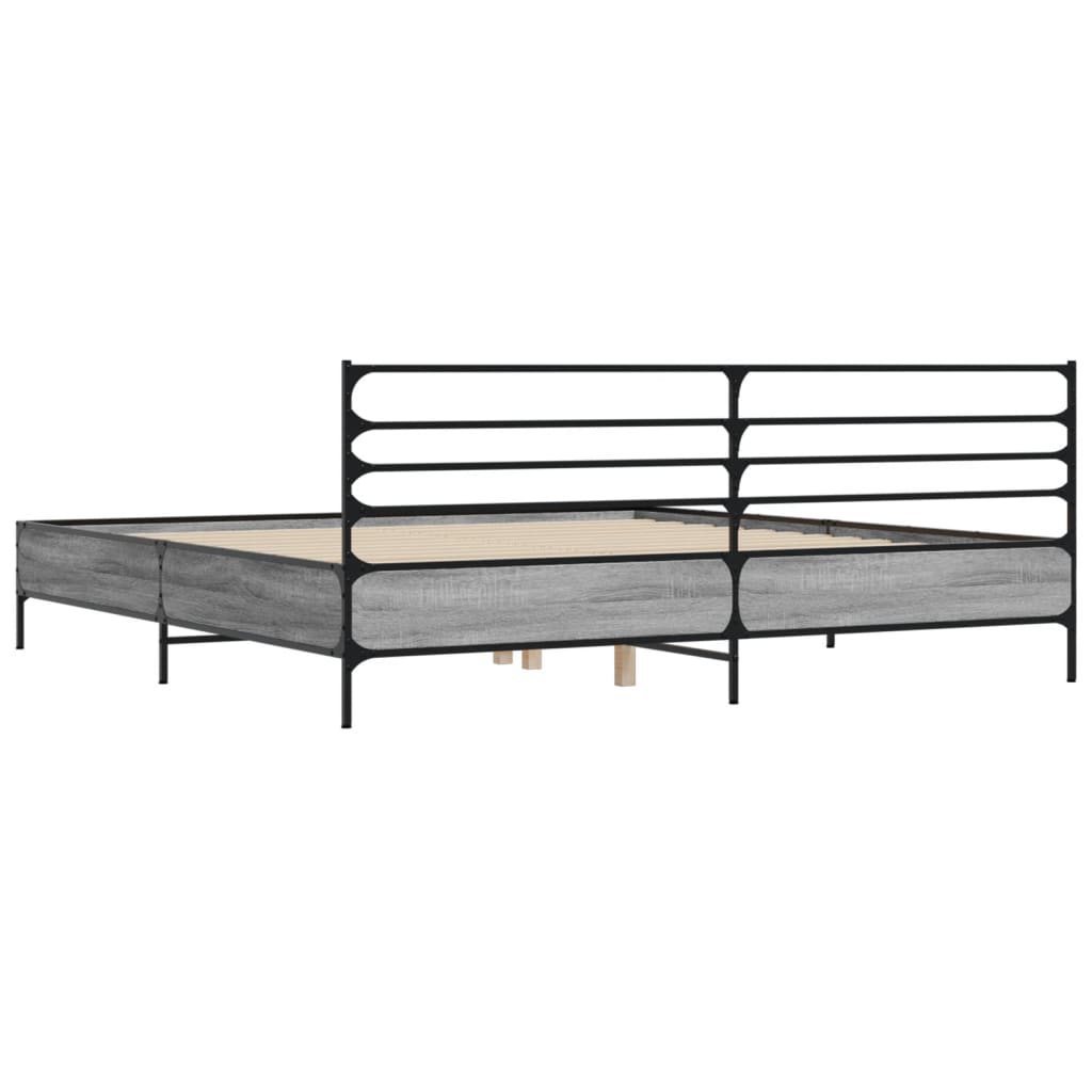 vidaXL Πλαίσιο Κρεβατιού Γκρι Sonoma 200x200 εκ. Επεξ. Ξύλο & Μέταλλο