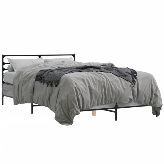 vidaXL Πλαίσιο Κρεβατιού Γκρι Sonoma 120 x 190εκ. Επεξ. Ξύλο & Μέταλλο