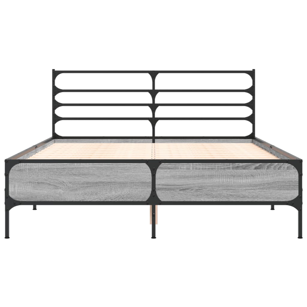 vidaXL Πλαίσιο Κρεβατιού Γκρι Sonoma 120 x 190εκ. Επεξ. Ξύλο & Μέταλλο