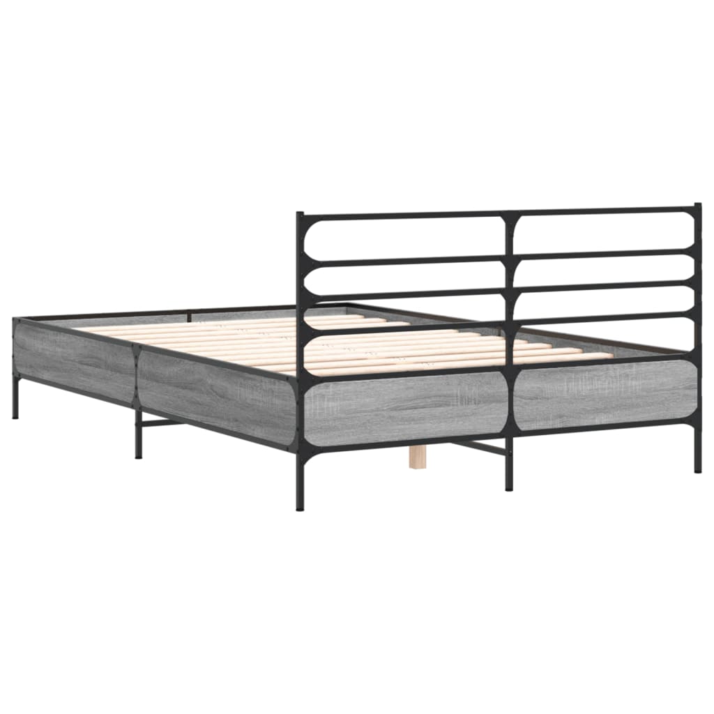 vidaXL Πλαίσιο Κρεβατιού Γκρι Sonoma 140x190 εκ. Επεξ. Ξύλο & Μέταλλο