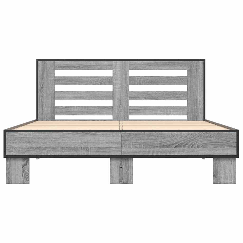 vidaXL Πλαίσιο Κρεβατιού Γκρι Sonoma 140x200 εκ. Επεξ. Ξύλο & Μέταλλο
