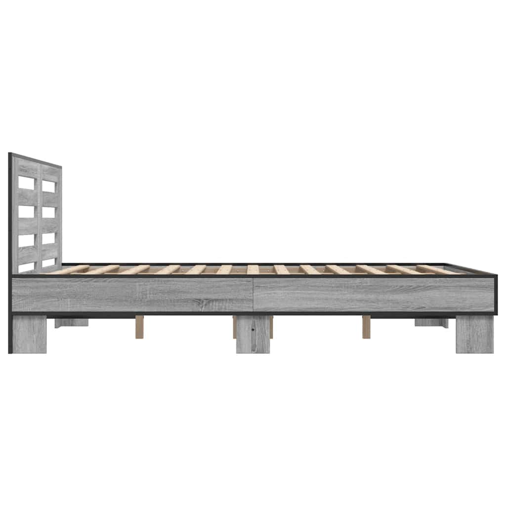 vidaXL Πλαίσιο Κρεβατιού Γκρι Sonoma 140x200 εκ. Επεξ. Ξύλο & Μέταλλο