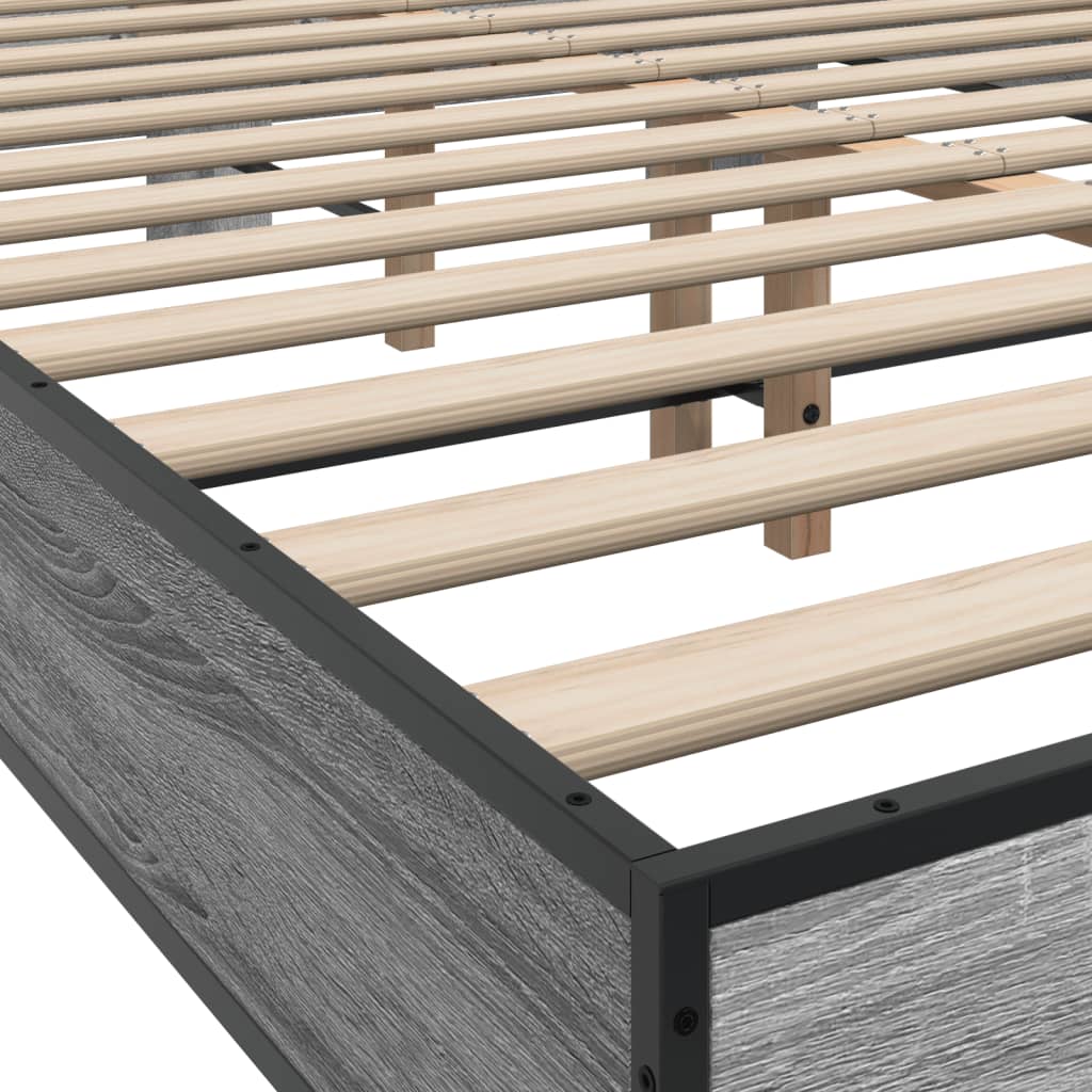 vidaXL Πλαίσιο Κρεβατιού Γκρι Sonoma 140x200 εκ. Επεξ. Ξύλο & Μέταλλο