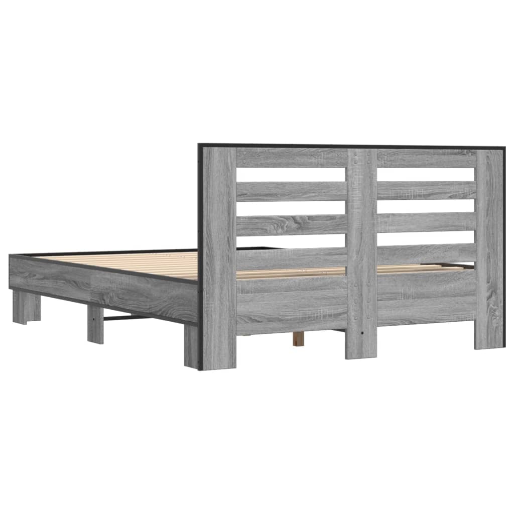 vidaXL Πλαίσιο Κρεβατιού Γκρι Sonoma 120x200 εκ. Επεξ. Ξύλο & Μέταλλο