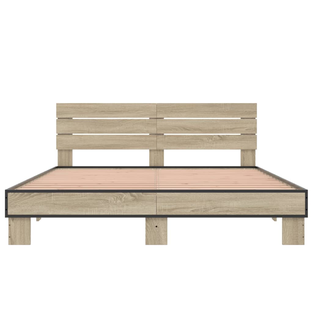 vidaXL Πλαίσιο Κρεβατιού Sonoma Δρυς 150x200 εκ. Επεξ. Ξύλο & Μέταλλο