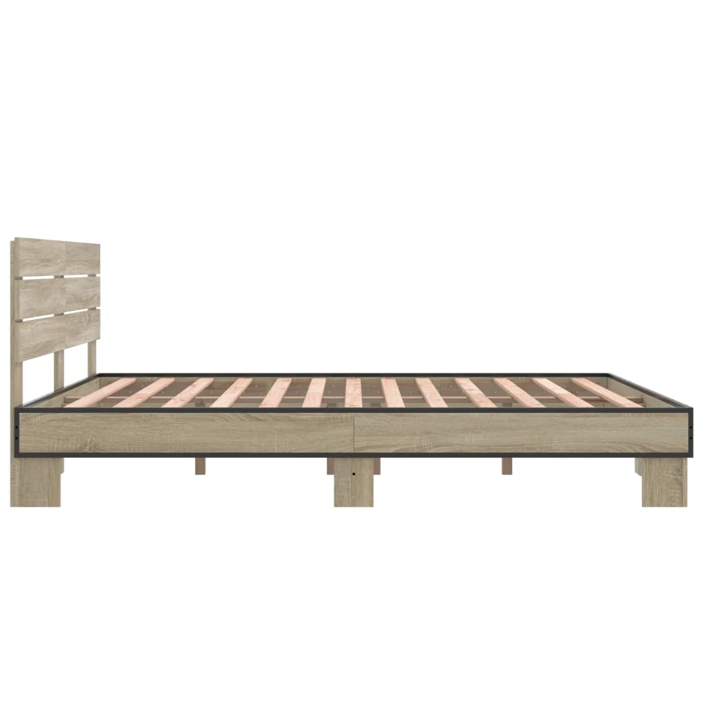 vidaXL Πλαίσιο Κρεβατιού Sonoma Δρυς 150x200 εκ. Επεξ. Ξύλο & Μέταλλο