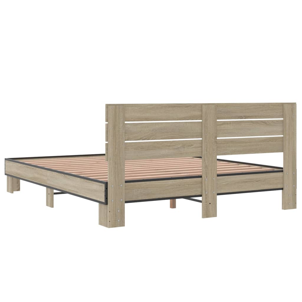 vidaXL Πλαίσιο Κρεβατιού Sonoma Δρυς 150x200 εκ. Επεξ. Ξύλο & Μέταλλο