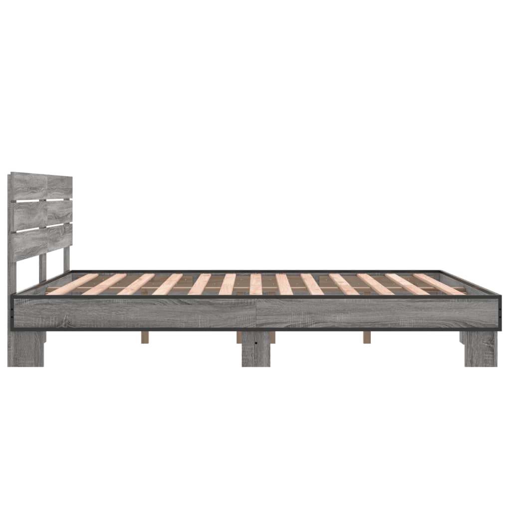 vidaXL Πλαίσιο Κρεβατιού Γκρι Sonoma 150x200 εκ. Επεξ. Ξύλο & Μέταλλο
