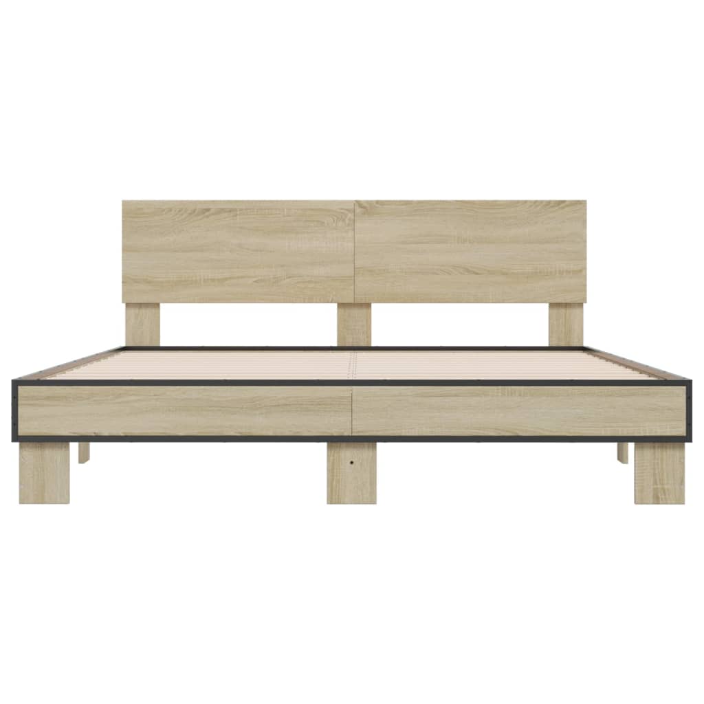 vidaXL Πλαίσιο Κρεβατιού Sonoma Δρυς 160x200 εκ. Επεξ. Ξύλο & Μέταλλο
