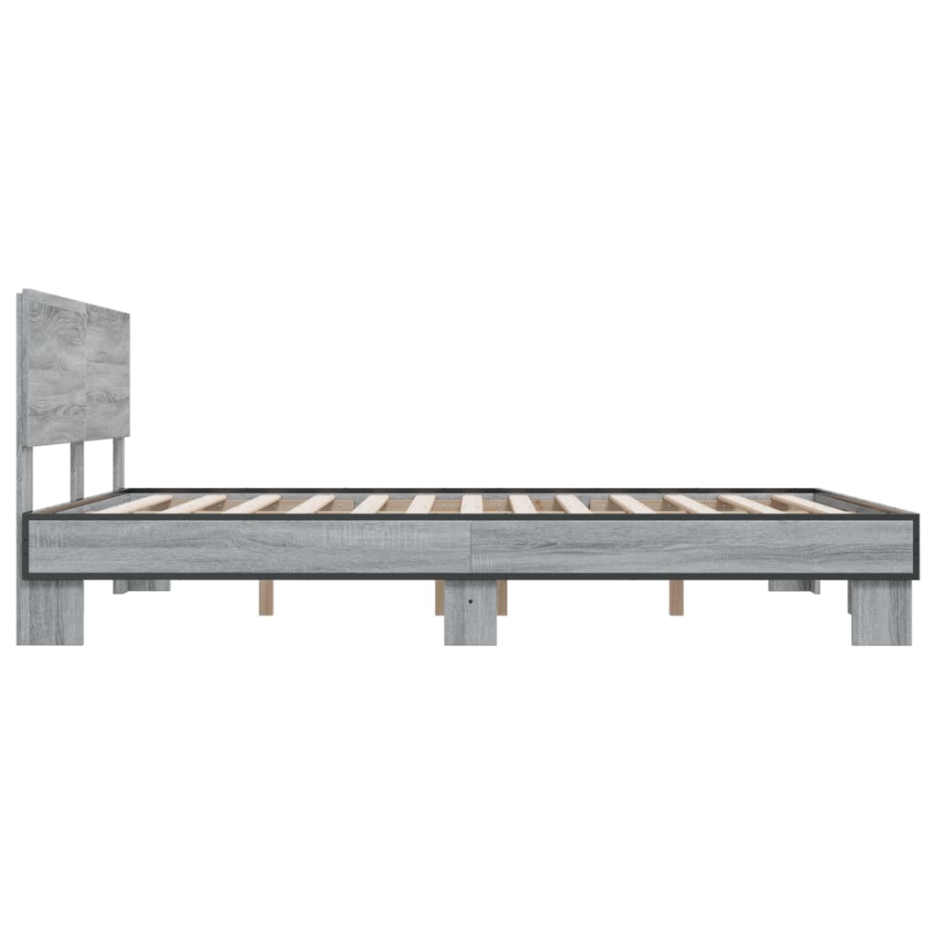 vidaXL Πλαίσιο Κρεβατιού Γκρι Sonoma 150x200 εκ. Επεξ. Ξύλο & Μέταλλο
