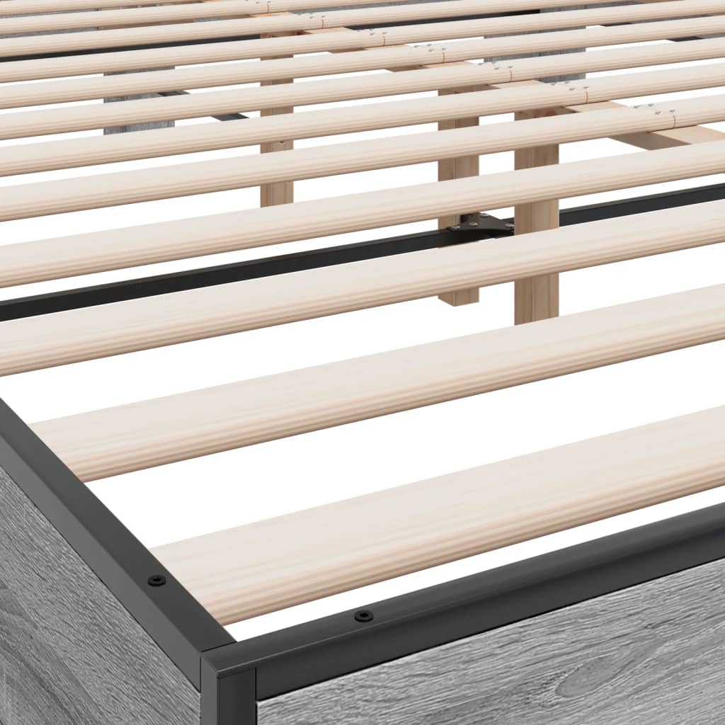 vidaXL Πλαίσιο Κρεβατιού Γκρι Sonoma 150x200 εκ. Επεξ. Ξύλο & Μέταλλο