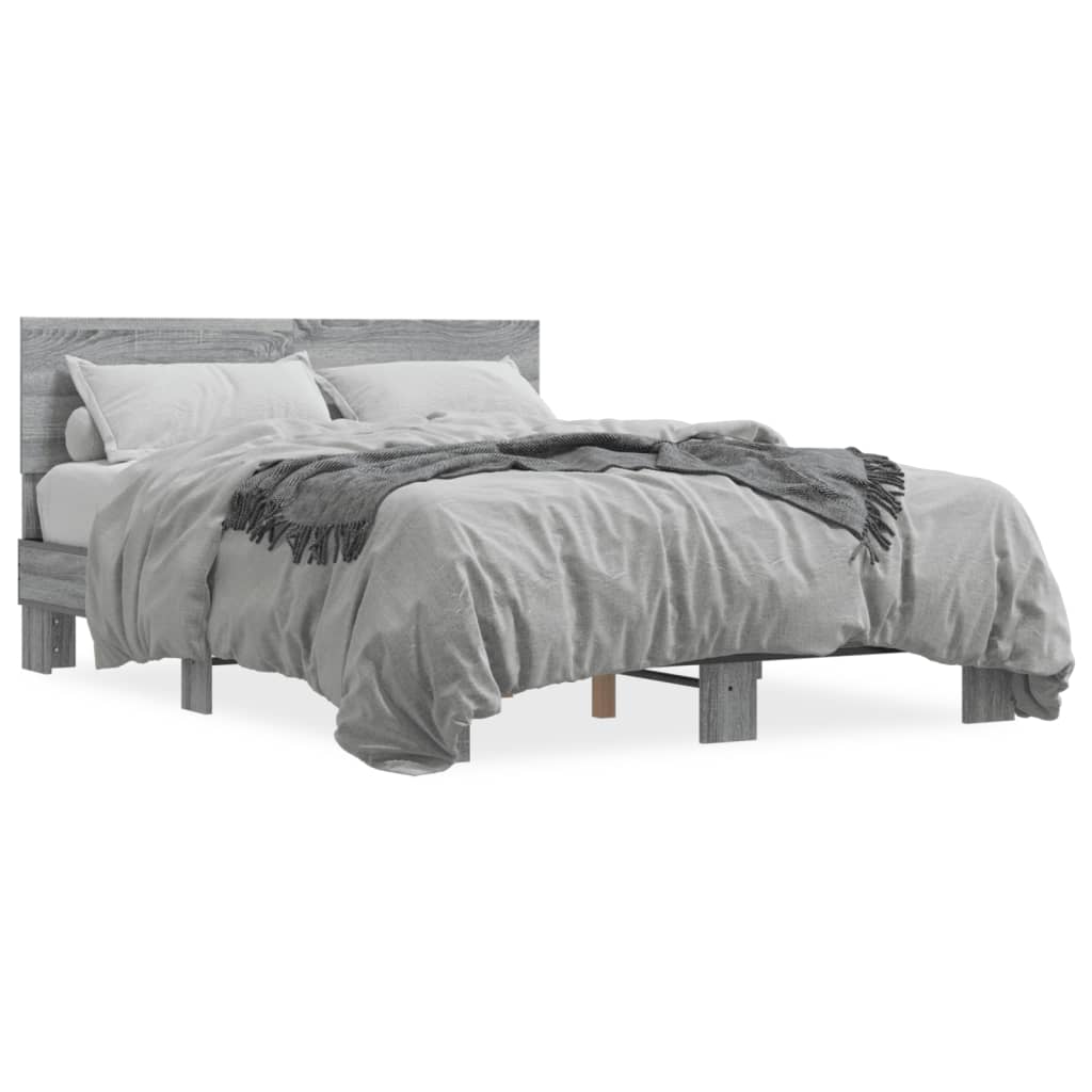 vidaXL Πλαίσιο Κρεβατιού Γκρι Sonoma 120x200 εκ. Επεξ. Ξύλο & Μέταλλο