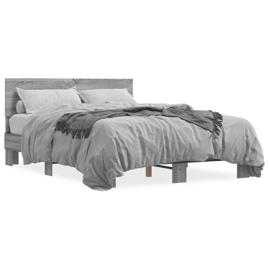 vidaXL Πλαίσιο Κρεβατιού Γκρι Sonoma 120x200 εκ. Επεξ. Ξύλο & Μέταλλο