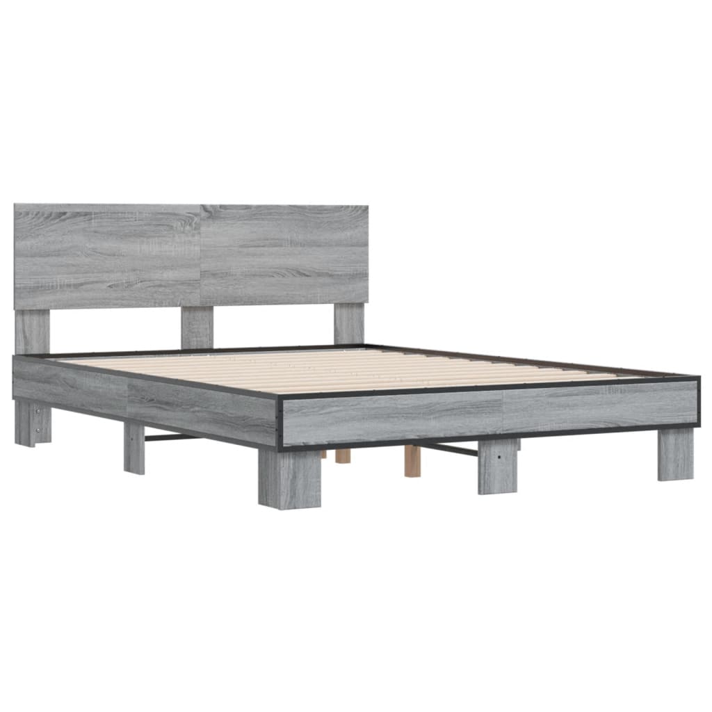 vidaXL Πλαίσιο Κρεβατιού Γκρι Sonoma 120x200 εκ. Επεξ. Ξύλο & Μέταλλο
