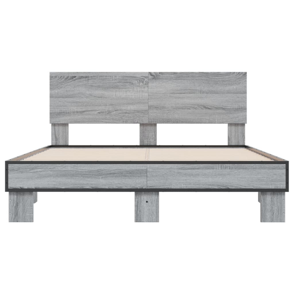 vidaXL Πλαίσιο Κρεβατιού Γκρι Sonoma 120x200 εκ. Επεξ. Ξύλο & Μέταλλο