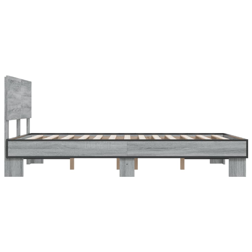 vidaXL Πλαίσιο Κρεβατιού Γκρι Sonoma 120x200 εκ. Επεξ. Ξύλο & Μέταλλο