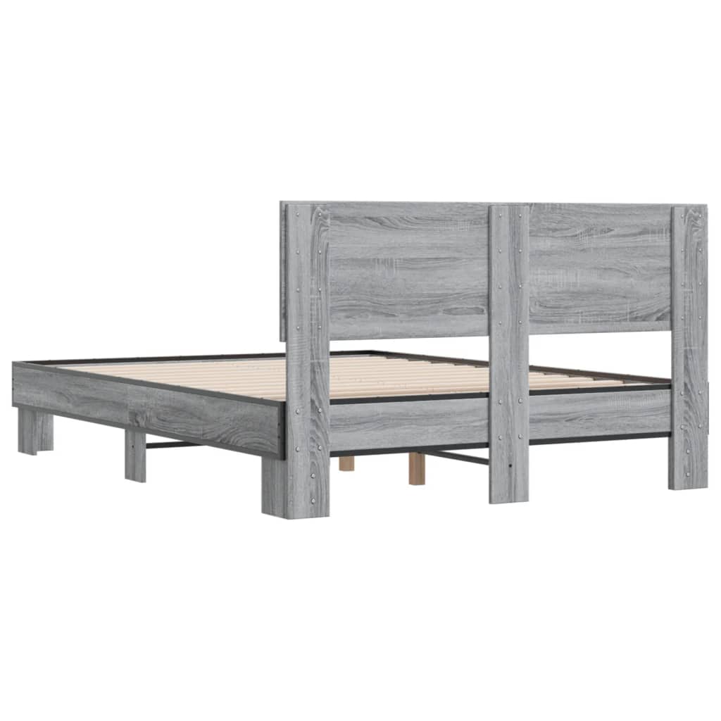 vidaXL Πλαίσιο Κρεβατιού Γκρι Sonoma 120x200 εκ. Επεξ. Ξύλο & Μέταλλο