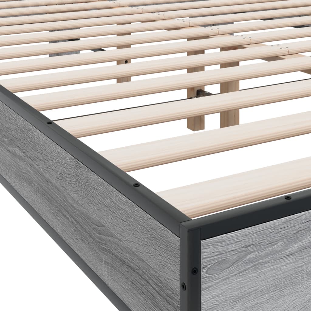 vidaXL Πλαίσιο Κρεβατιού Γκρι Sonoma 120x200 εκ. Επεξ. Ξύλο & Μέταλλο
