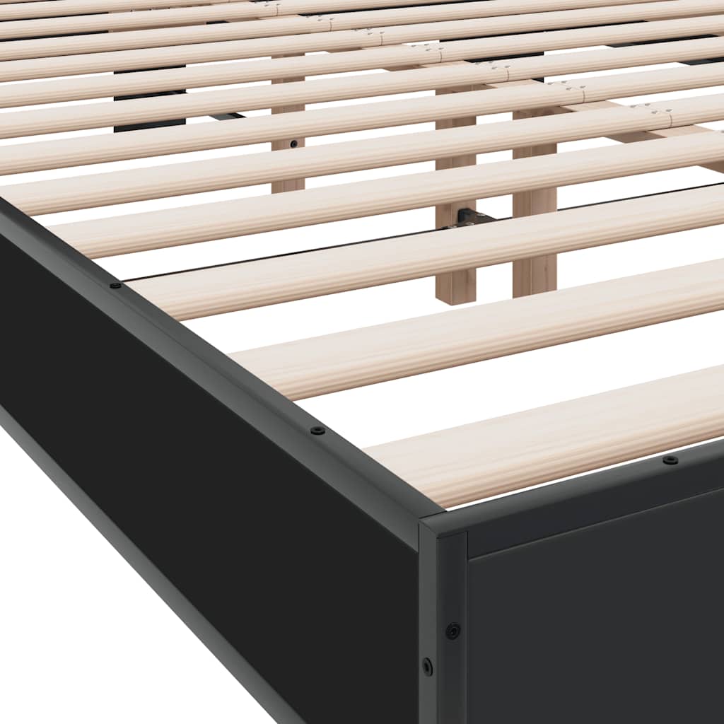 vidaXL Πλαίσιο Κρεβατιού Μαύρο 120x190 εκ. Επεξ. Ξύλο & Μέταλλο