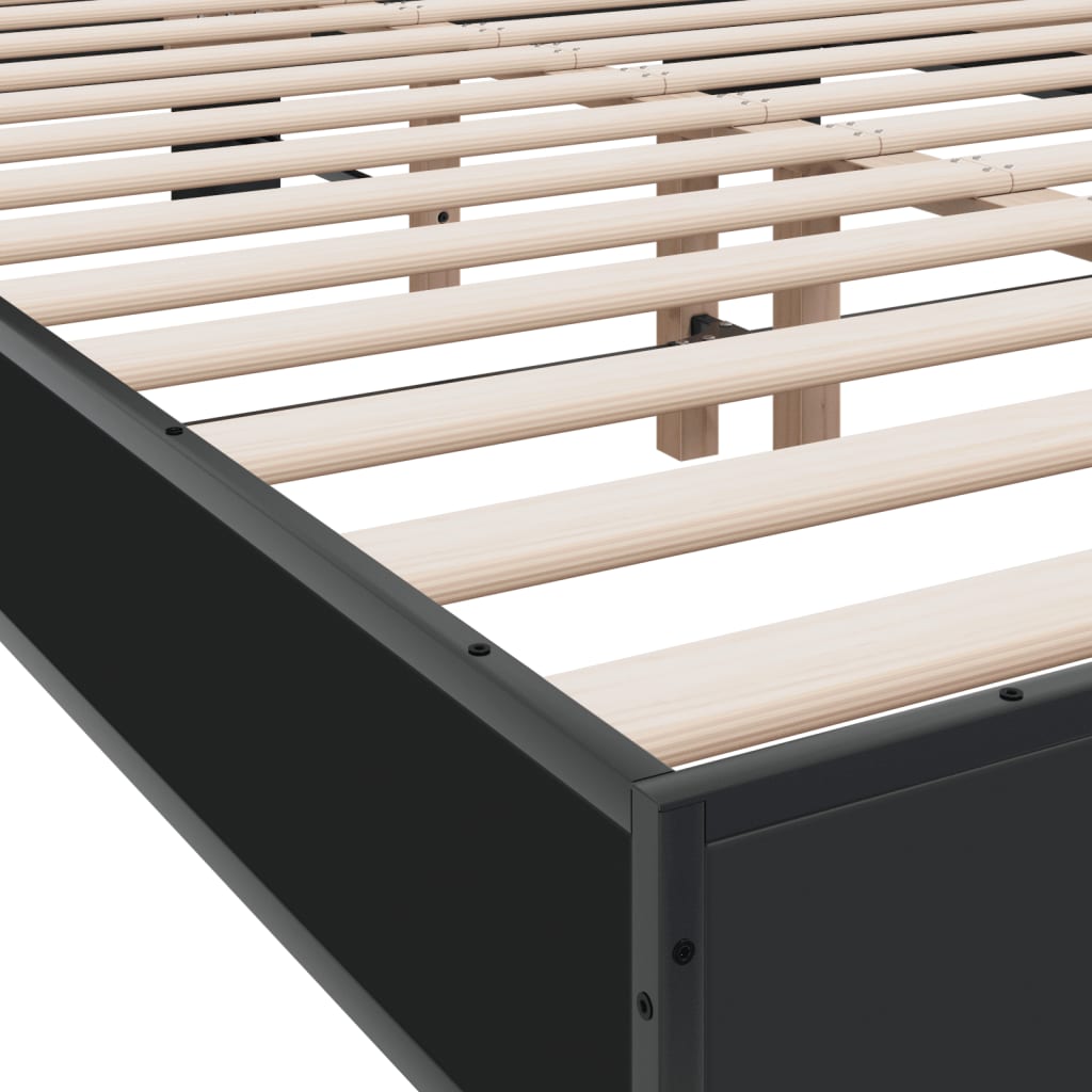 vidaXL Πλαίσιο Κρεβατιού Μαύρο 140 x 190 εκ. Επεξ. Ξύλο & Μέταλλο