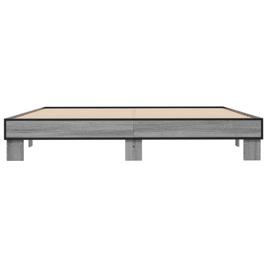 vidaXL Πλαίσιο Κρεβατιού Γκρι Sonoma 200x200 εκ. Επεξ. Ξύλο & Μέταλλο