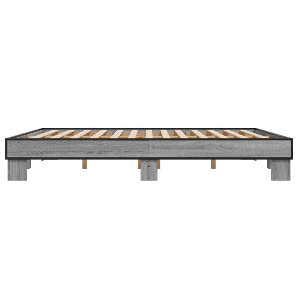 vidaXL Πλαίσιο Κρεβατιού Γκρι Sonoma 200x200 εκ. Επεξ. Ξύλο & Μέταλλο