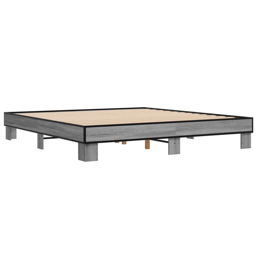 vidaXL Πλαίσιο Κρεβατιού Γκρι Sonoma 200x200 εκ. Επεξ. Ξύλο & Μέταλλο