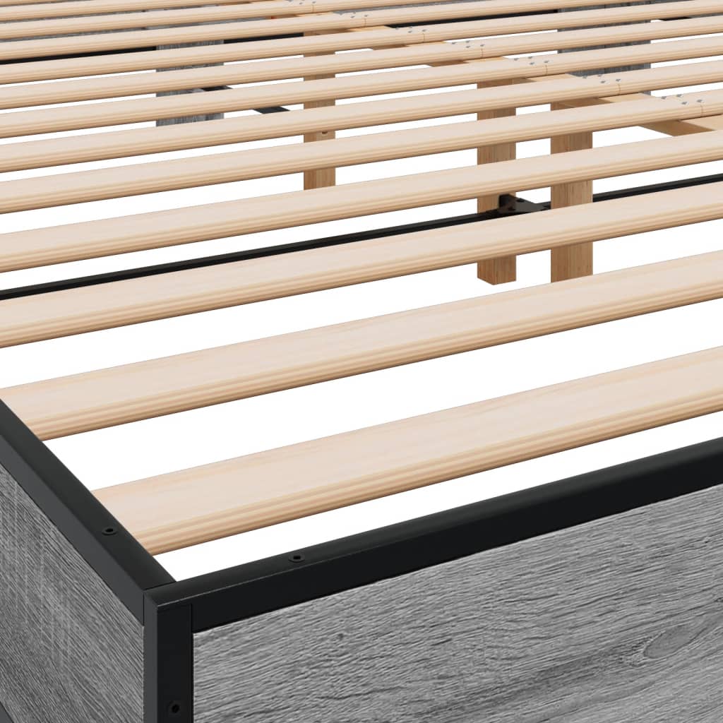 vidaXL Πλαίσιο Κρεβατιού Γκρι Sonoma 200x200 εκ. Επεξ. Ξύλο & Μέταλλο