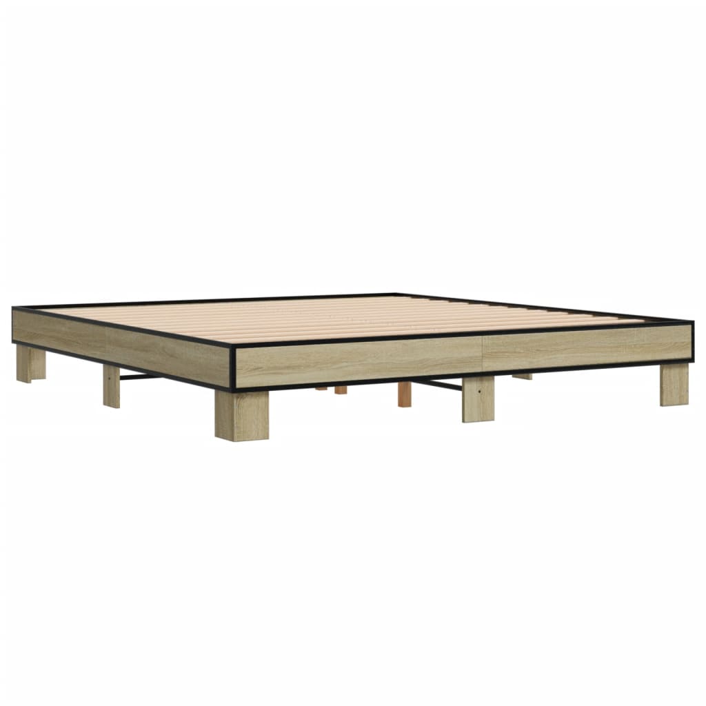 vidaXL Πλαίσιο Κρεβατιού Sonoma Δρυς 160x200 εκ. Επεξ. Ξύλο & Μέταλλο