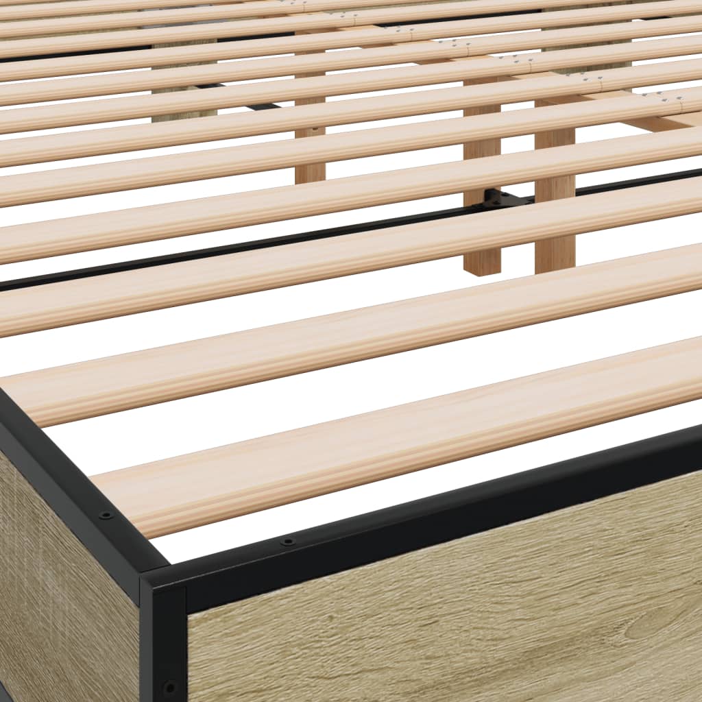 vidaXL Πλαίσιο Κρεβατιού Sonoma Δρυς 160x200 εκ. Επεξ. Ξύλο & Μέταλλο