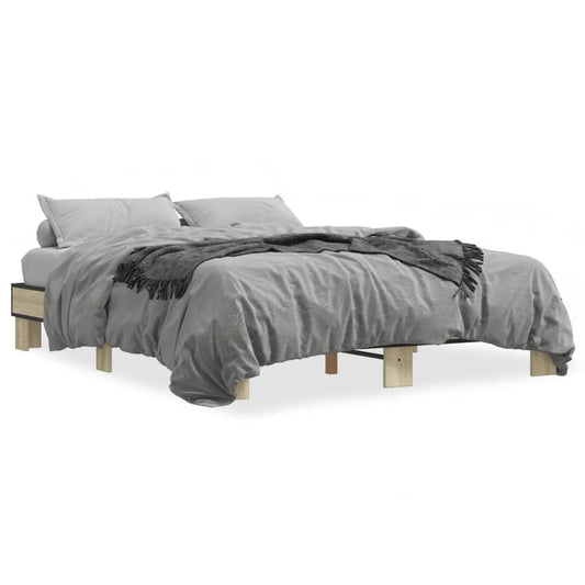 vidaXL Πλαίσιο Κρεβατιού Sonoma Δρυς 150x200 εκ. Επεξ. Ξύλο & Μέταλλο