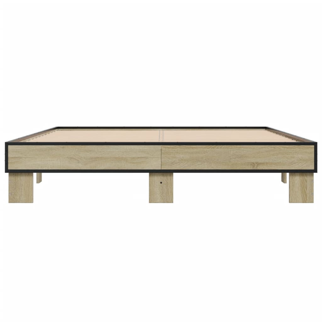 vidaXL Πλαίσιο Κρεβατιού Sonoma Δρυς 150x200 εκ. Επεξ. Ξύλο & Μέταλλο