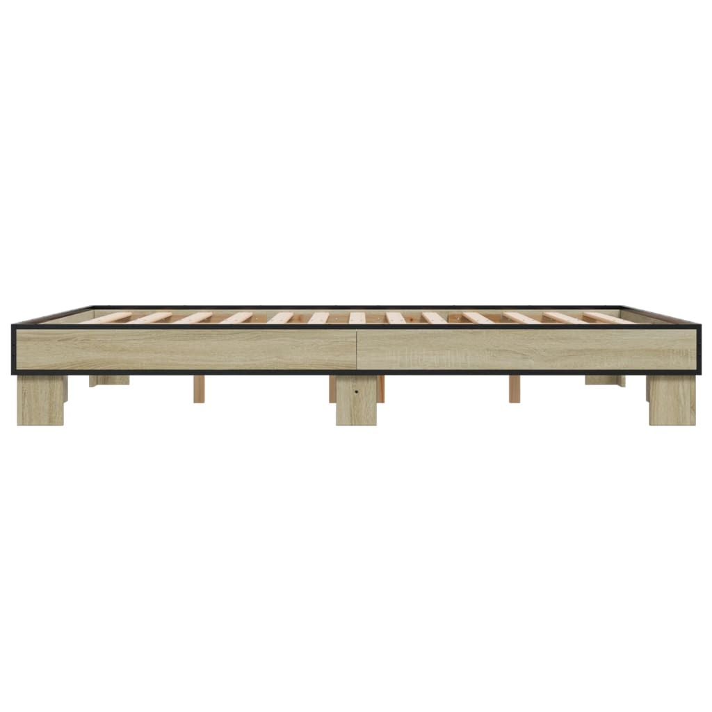vidaXL Πλαίσιο Κρεβατιού Sonoma Δρυς 150x200 εκ. Επεξ. Ξύλο & Μέταλλο