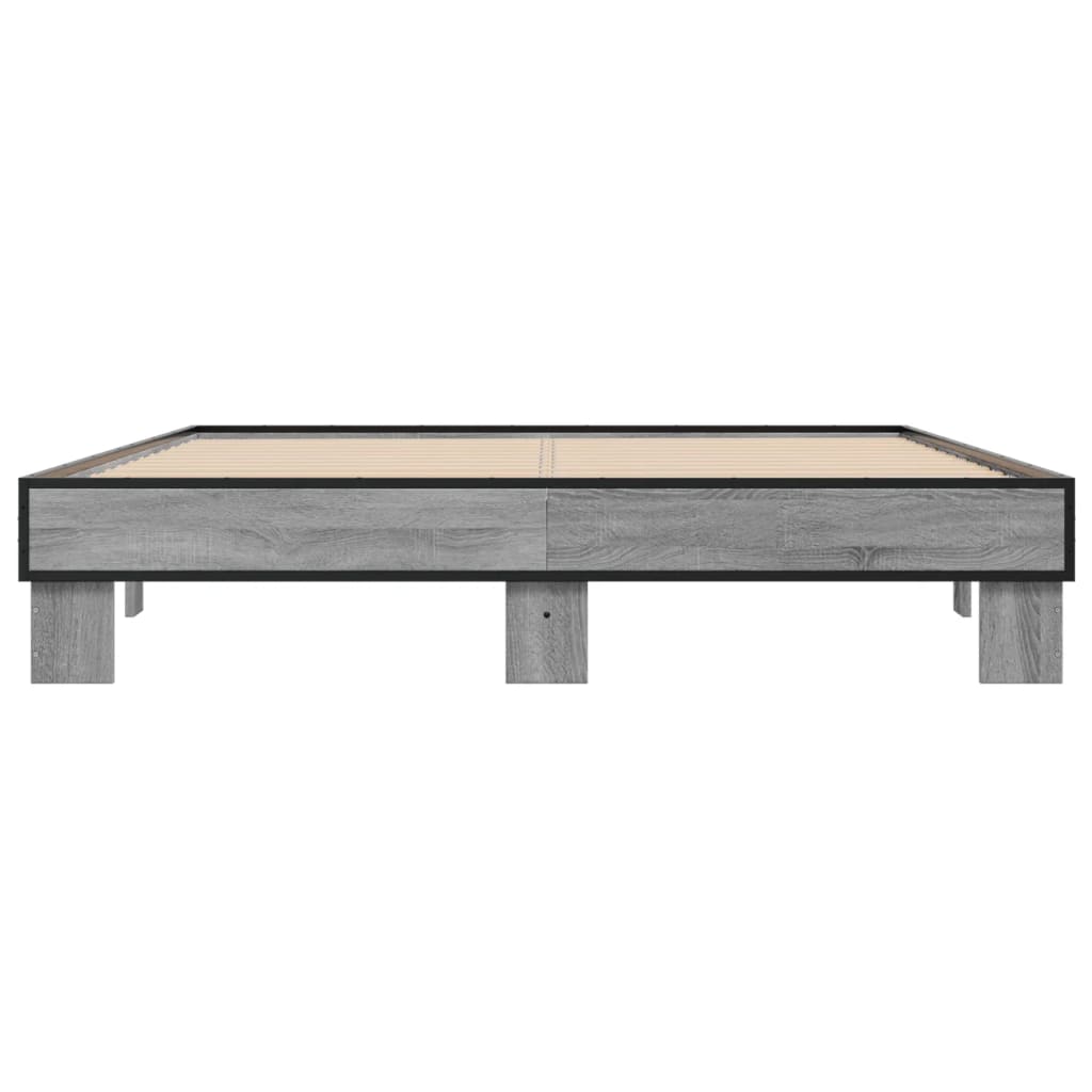 vidaXL Πλαίσιο Κρεβατιού Γκρι Sonoma 150x200 εκ. Επεξ. Ξύλο & Μέταλλο