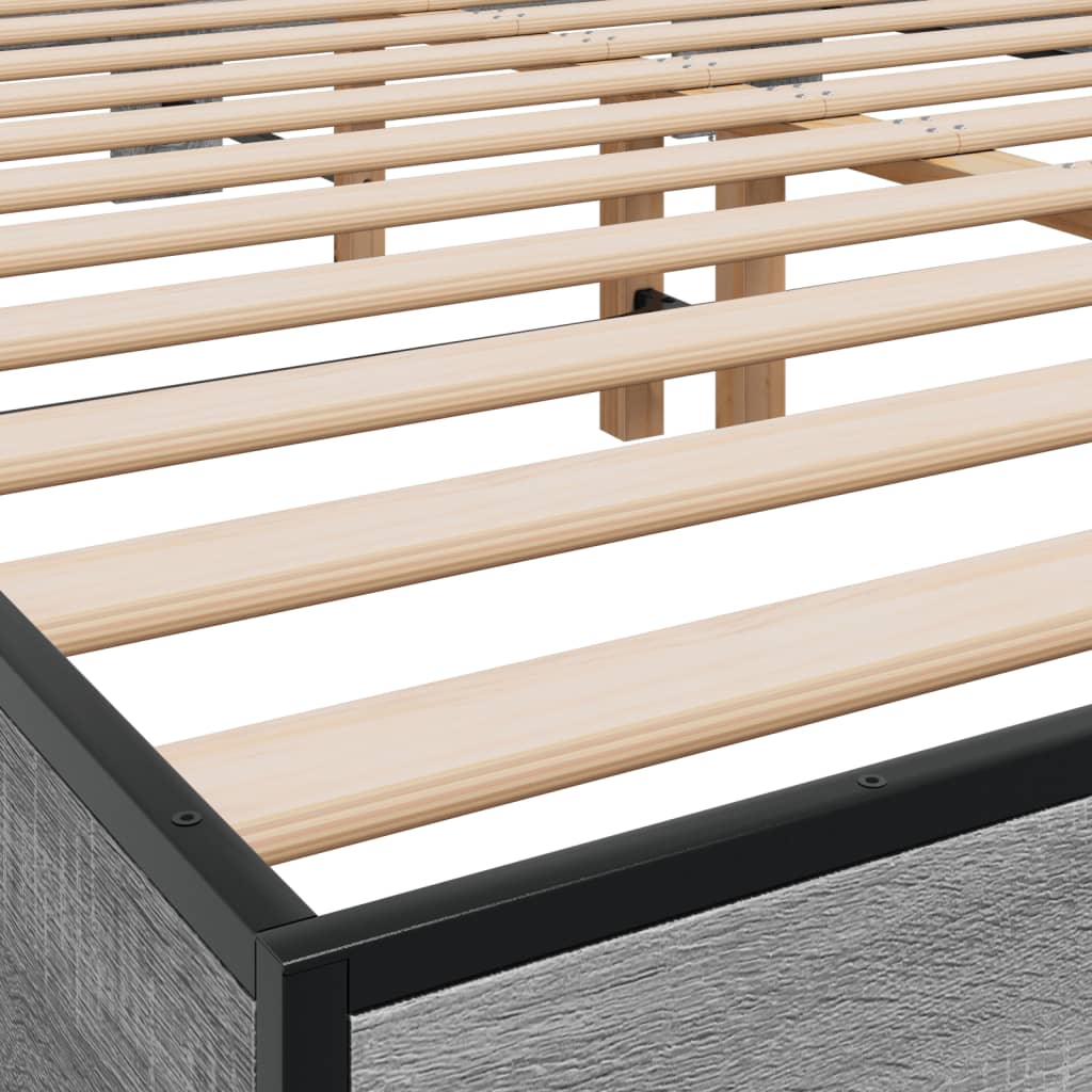 vidaXL Πλαίσιο Κρεβατιού Γκρι Sonoma 150x200 εκ. Επεξ. Ξύλο & Μέταλλο
