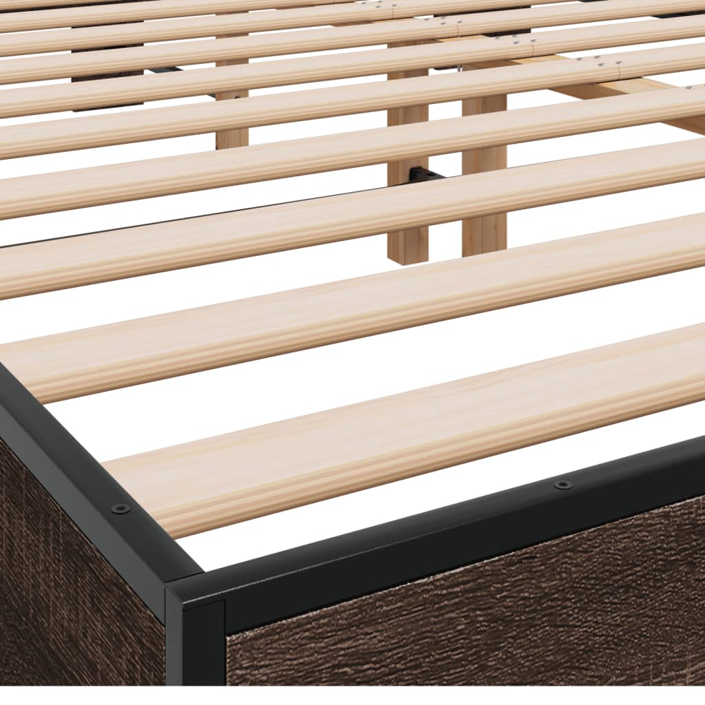vidaXL Πλαίσιο Κρεβατιού Καφέ Δρυς 150x200 εκ. Επεξ. Ξύλο & Μέταλλο