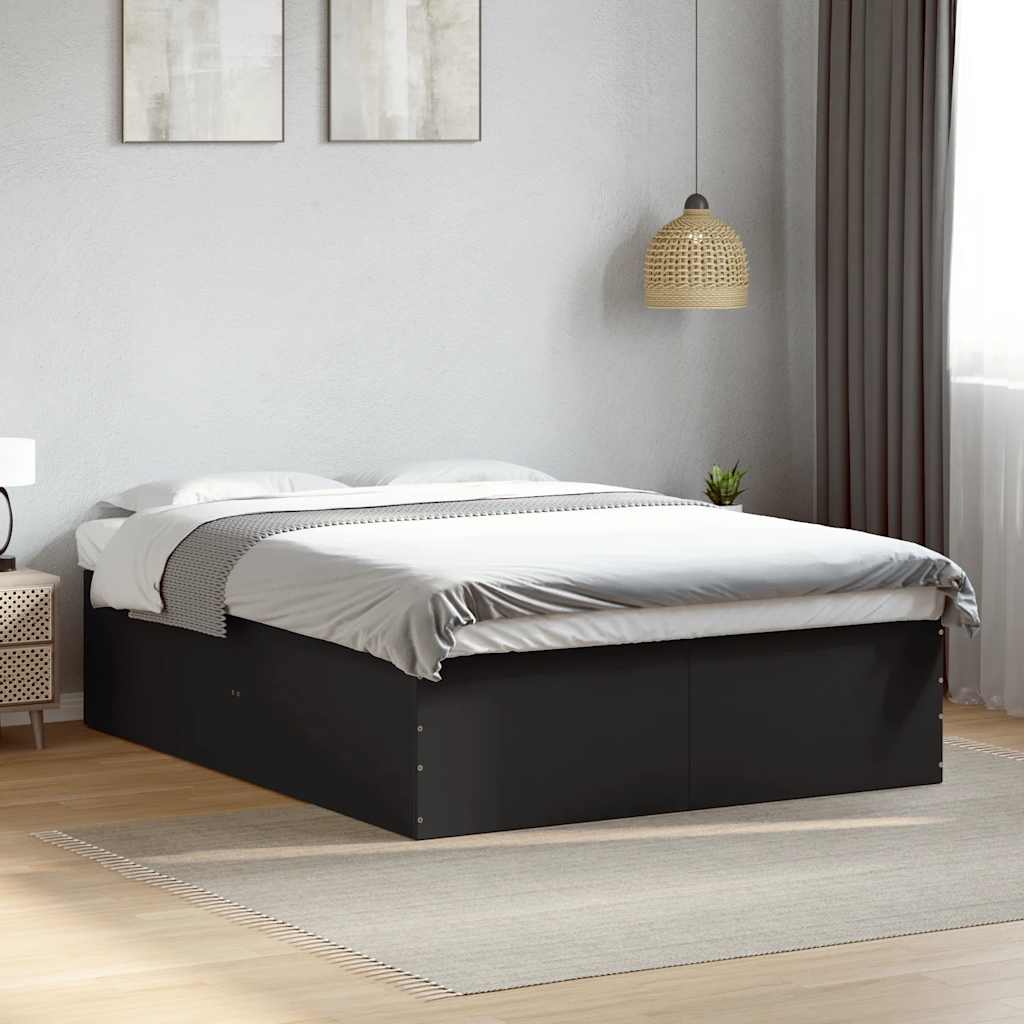 vidaXL Πλαίσιο Κρεβατιού Μαύρο 150x200 εκ. Επεξεργασμένο Ξύλο