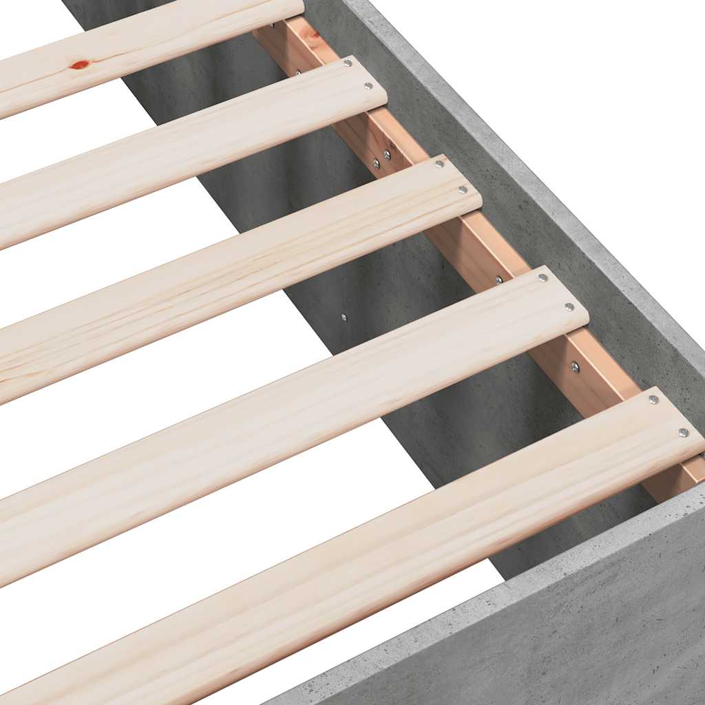 vidaXL Πλαίσιο Κρεβατιού Γκρι Σκυροδέματος 150x200 εκ. Επεξεργ. Ξύλο