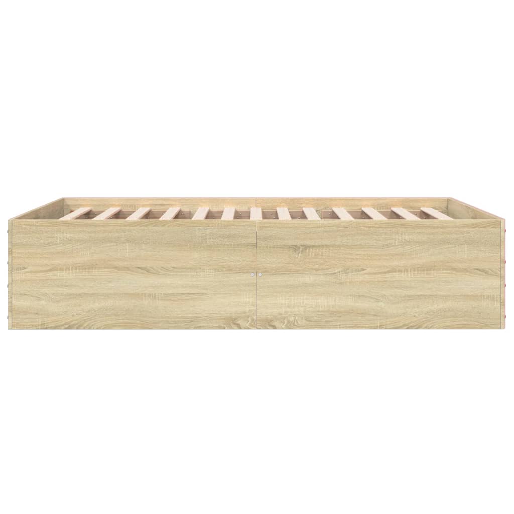 vidaXL Πλαίσιο Κρεβατιού Sonoma Δρυς 135x190 εκ. Επεξεργασμένο Ξύλο