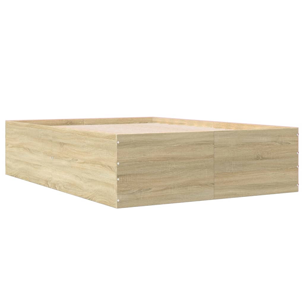 vidaXL Πλαίσιο Κρεβατιού Sonoma Δρυς 135x190 εκ. Επεξεργασμένο Ξύλο