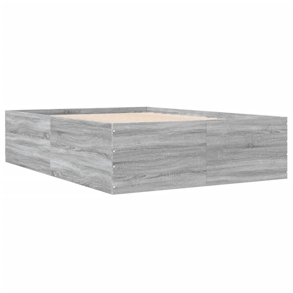 vidaXL Πλαίσιο Κρεβατιού Γκρι Sonoma 135x190 εκ. Επεξεργασμένο Ξύλο