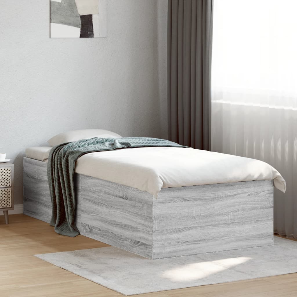 vidaXL Πλαίσιο Κρεβατιού Γκρι Sonoma 90 x 190 εκ. Επεξεργασμένο Ξύλο