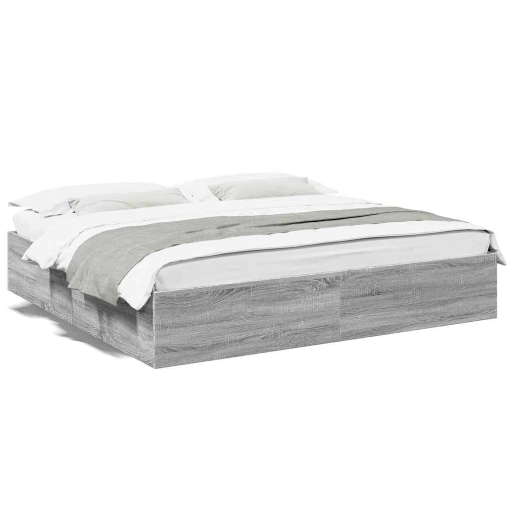 vidaXL Πλαίσιο Κρεβατιού Γκρι Sonoma 200x200 εκ. Επεξεργασμένο Ξύλο