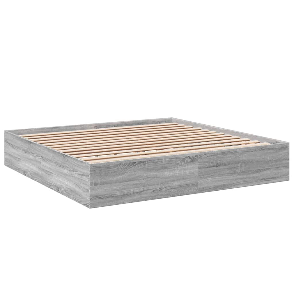 vidaXL Πλαίσιο Κρεβατιού Γκρι Sonoma 200x200 εκ. Επεξεργασμένο Ξύλο