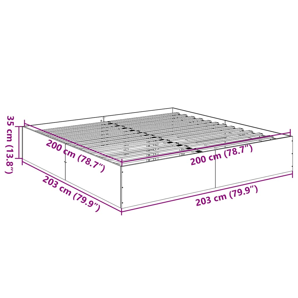 vidaXL Πλαίσιο Κρεβατιού Γκρι Sonoma 200x200 εκ. Επεξεργασμένο Ξύλο