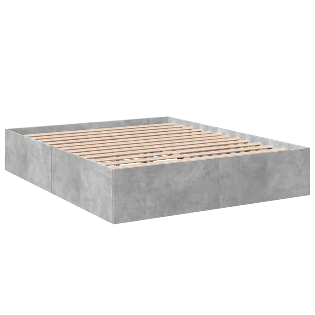 vidaXL Πλαίσιο Κρεβατιού Γκρι Σκυροδέματος 150x200 εκ. Επεξεργ. Ξύλο